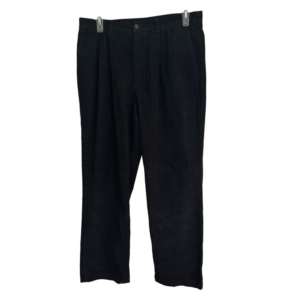 Claiborne Mens Black Corduroy Pants 36x32 100% Cotton Normcore Preppy Academia - Picture 1 of 5
